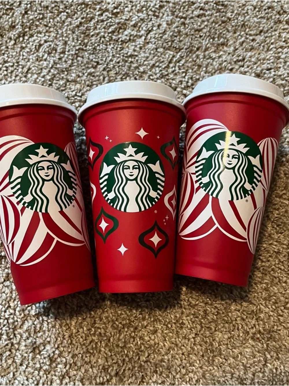 Starbucks Red and Green Holiday Reusable Cups - set of 3